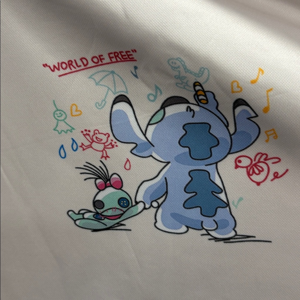 White Hoodie with Blue Cartoon Graphic - Picture 4 of 5